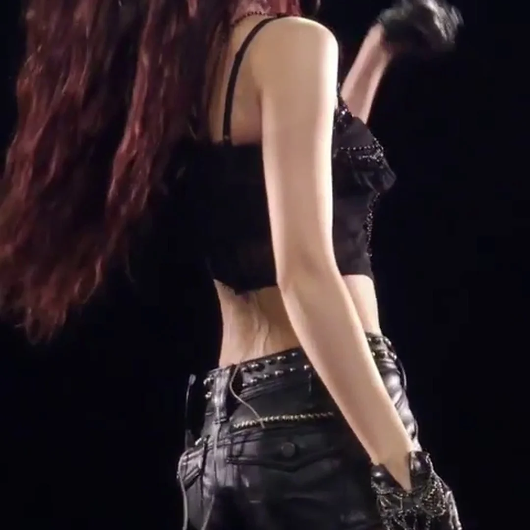 Twice’s Tzuyu Stuns in Black Lingerie Top and Skin-Tight Leather Shorts