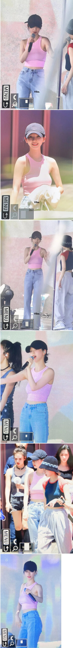 핑크 탱크탑 입은 카리나 근