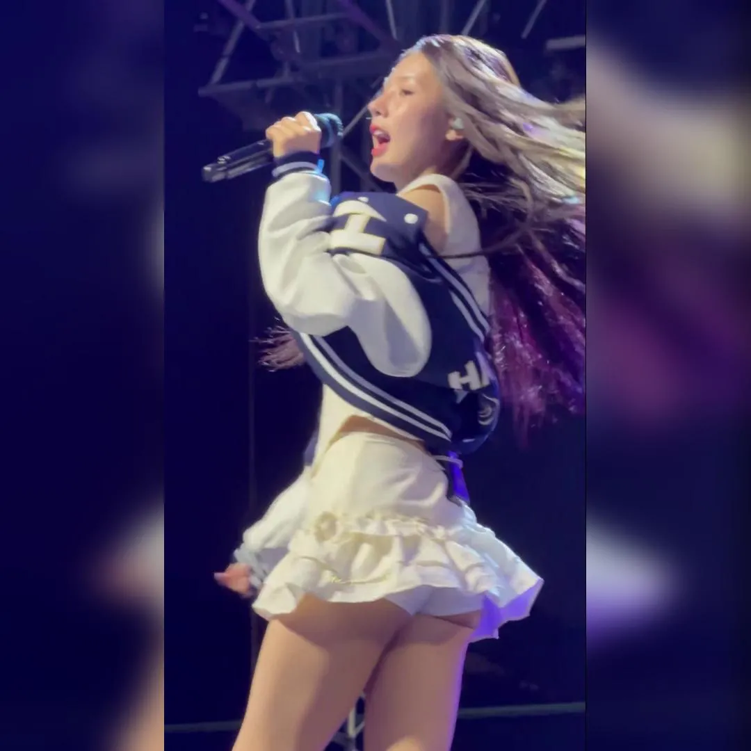 穿白色荷葉邊裙在舞台下拍的(G)I-DLE美延