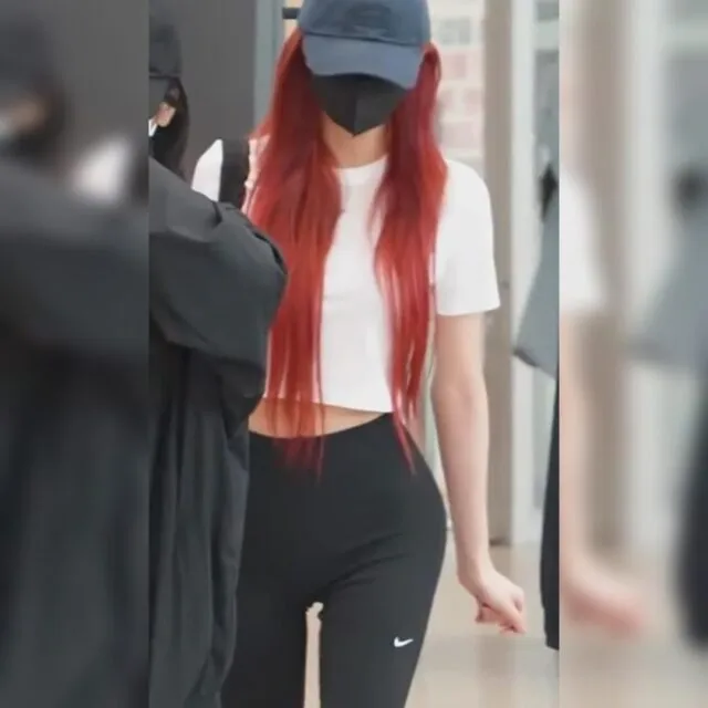 검은 모자 + 마스크로 가렸지만, 골반을 보니 있지 유나 나이키 레깅스