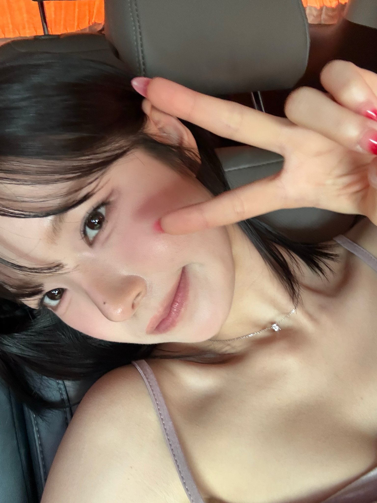fromis_9 Baek Jiheon lace camisole teasing chest exposure - From