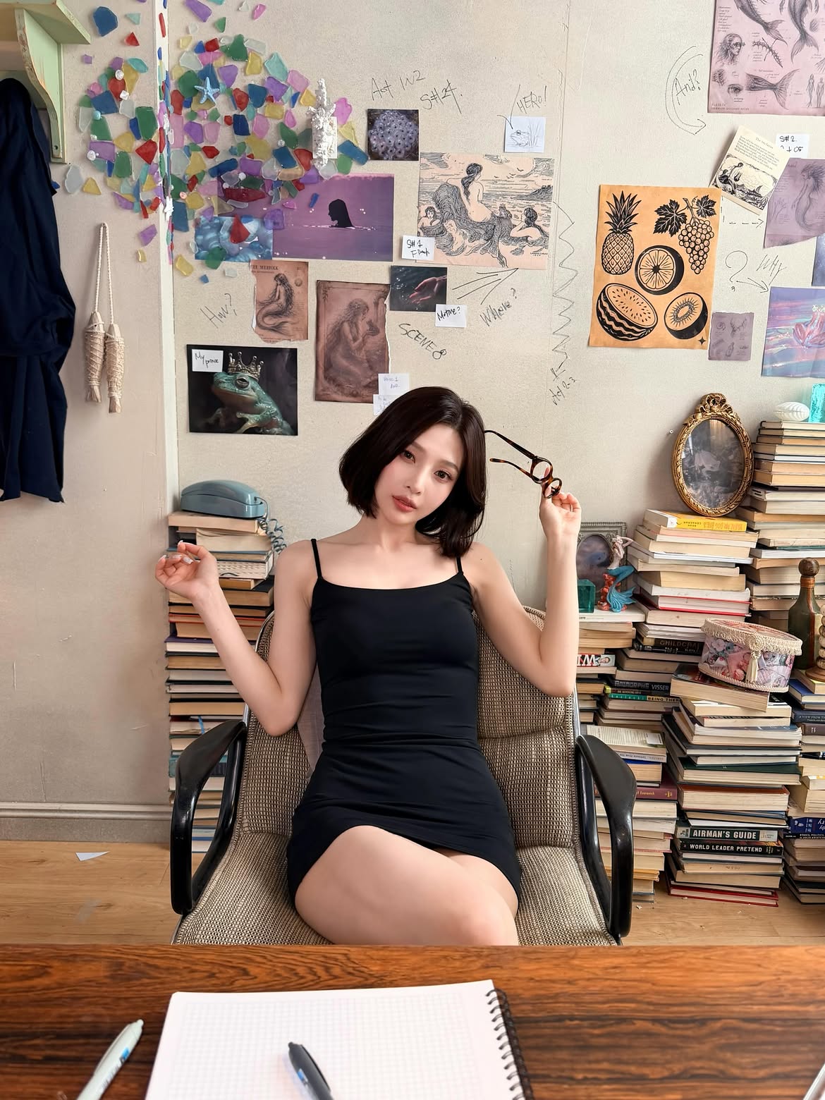 Red Velvet JOY 黑色细肩带吊裙 小女人风 低调的胸前展现 身材 - Instagram