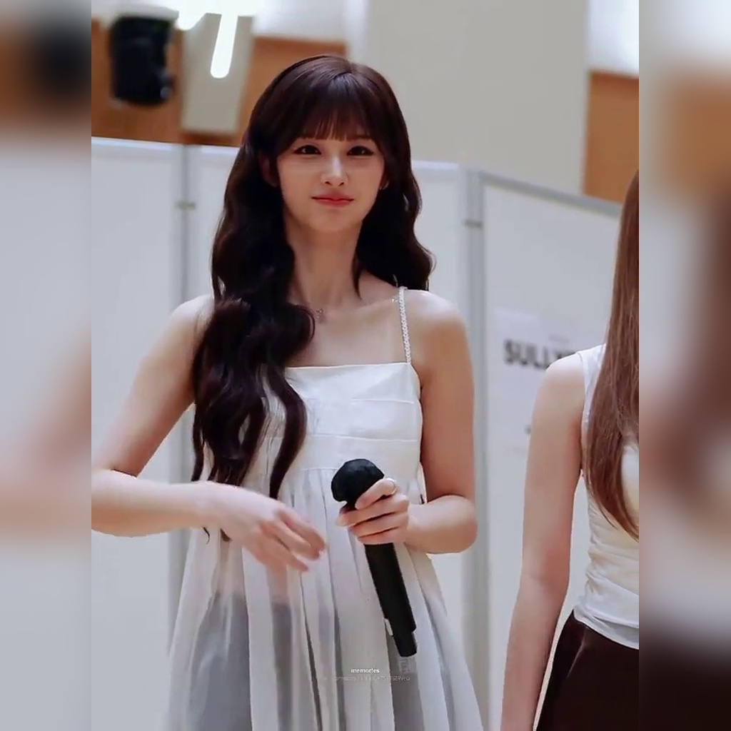 Seol-yoon wearing a pure-white sheer slip, slightly revealing abdomen and armpits pheromones