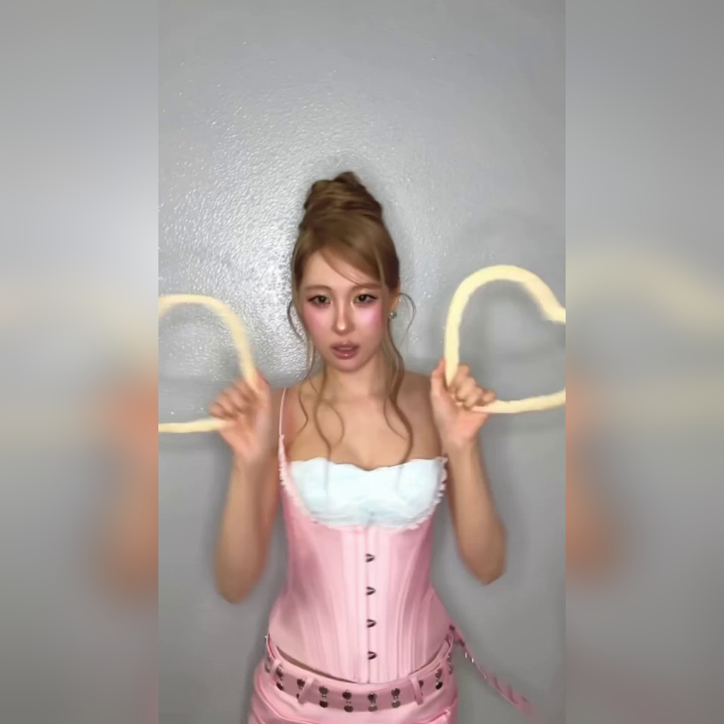 보핍보핍 추는 선미 몽글몽글 찰랑이는 핑크 코르셋 가슴골