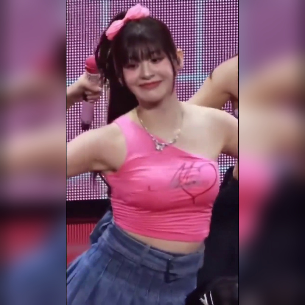 STAYC Se-eun in a Pink One-Shoulder, Feromon-Wave Movement with a Hint of Flowy Side View