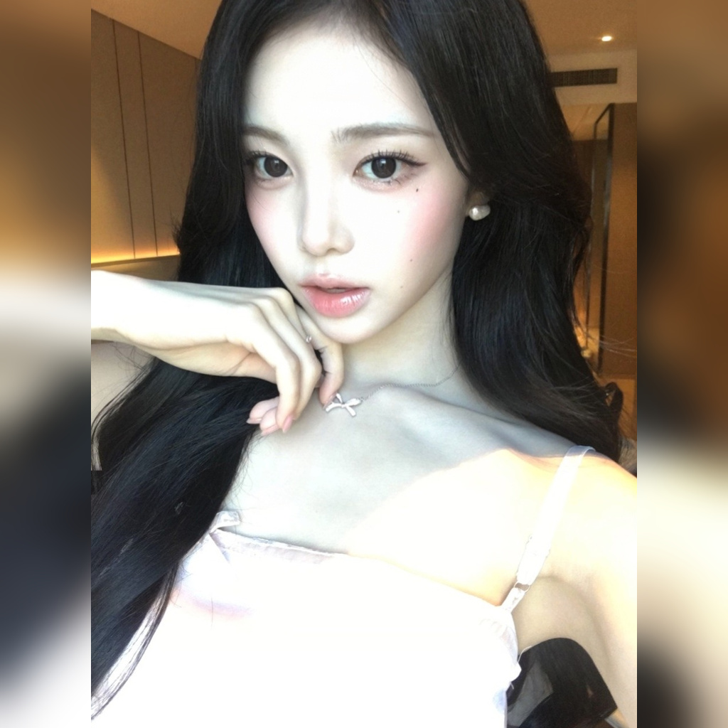 李安 Weverse 自拍…粉色蝴蝶结系带连衣裙，Yadang 的信息素