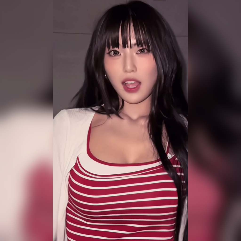 Highkey Yel in a red striped crop top with a bouncy feel while filming a challenge