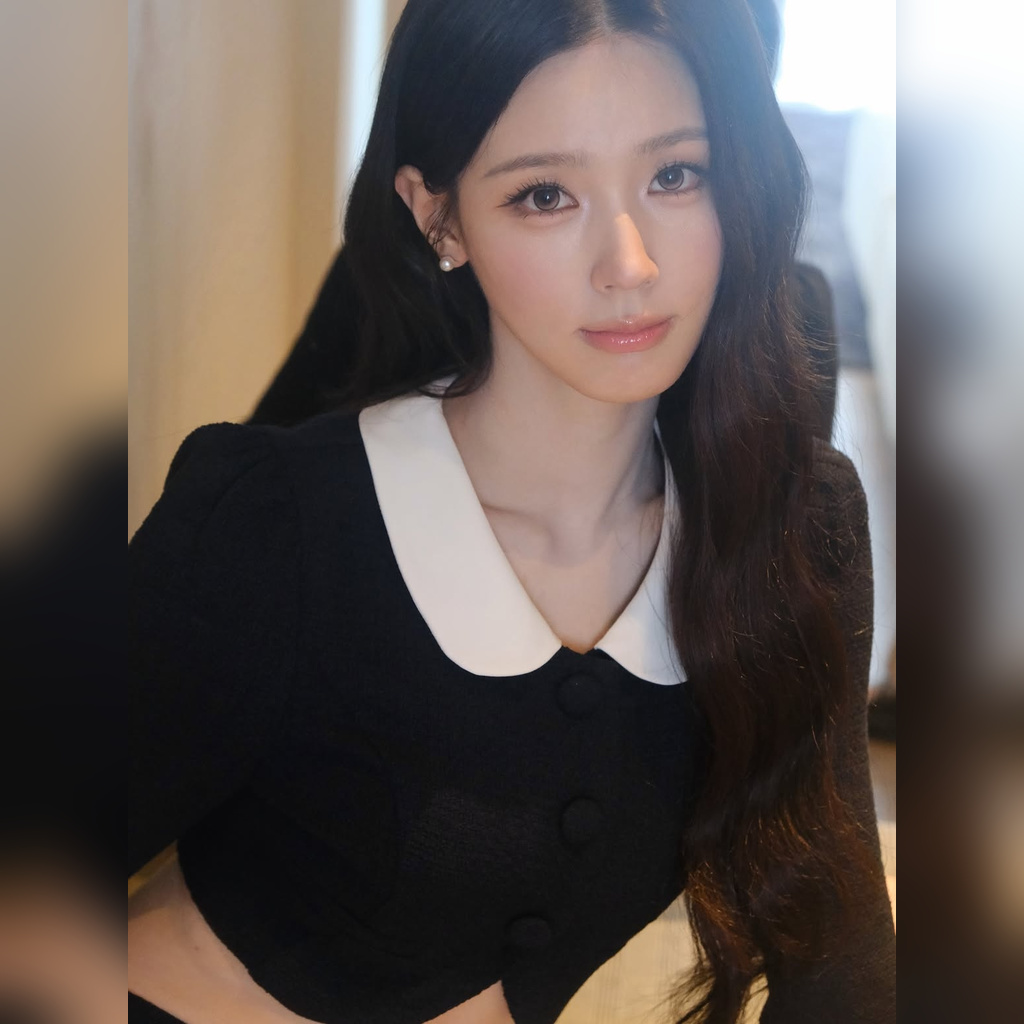 아이들 미연 남색 크롭 여성정장 잘록한 복부 배꼽 – 인스타