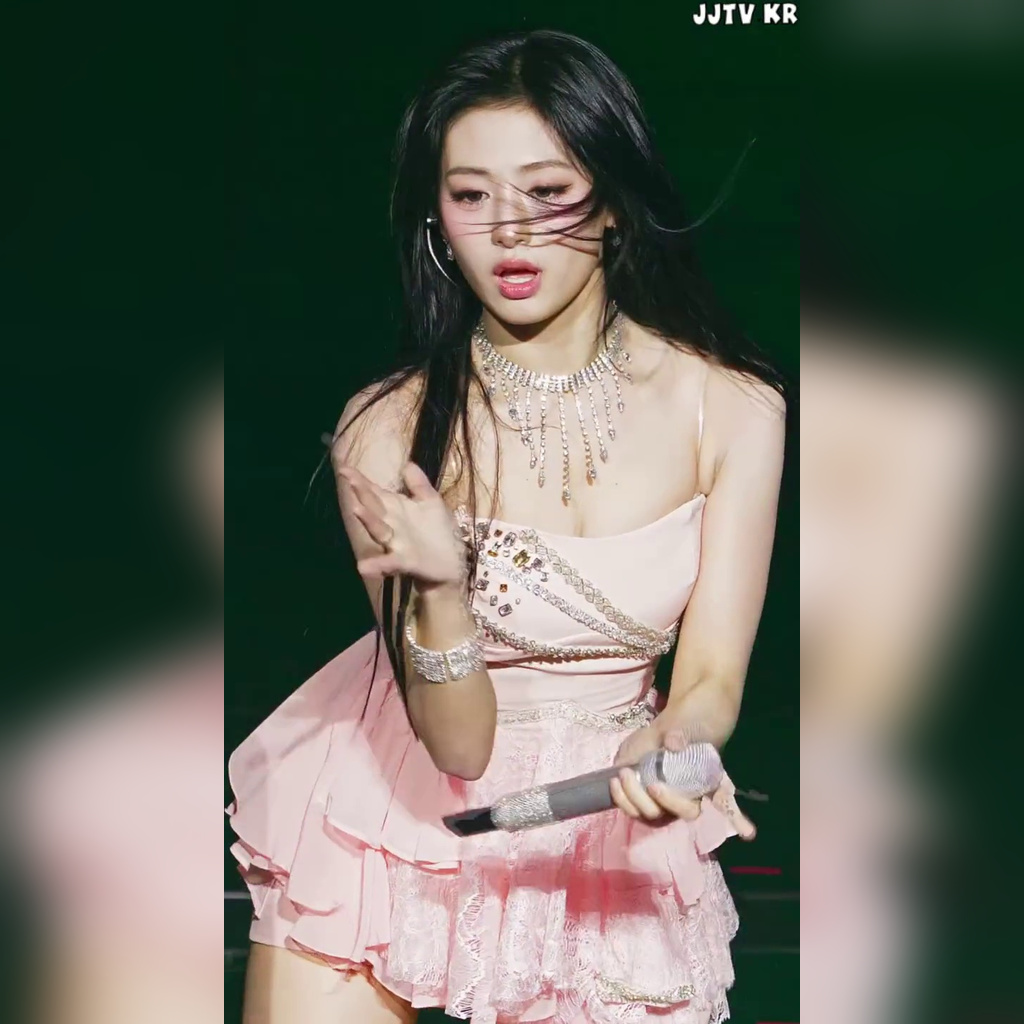 Pink Off-Shoulder, Jiggling Upper Cleavage BABYMONSTER AHYEON