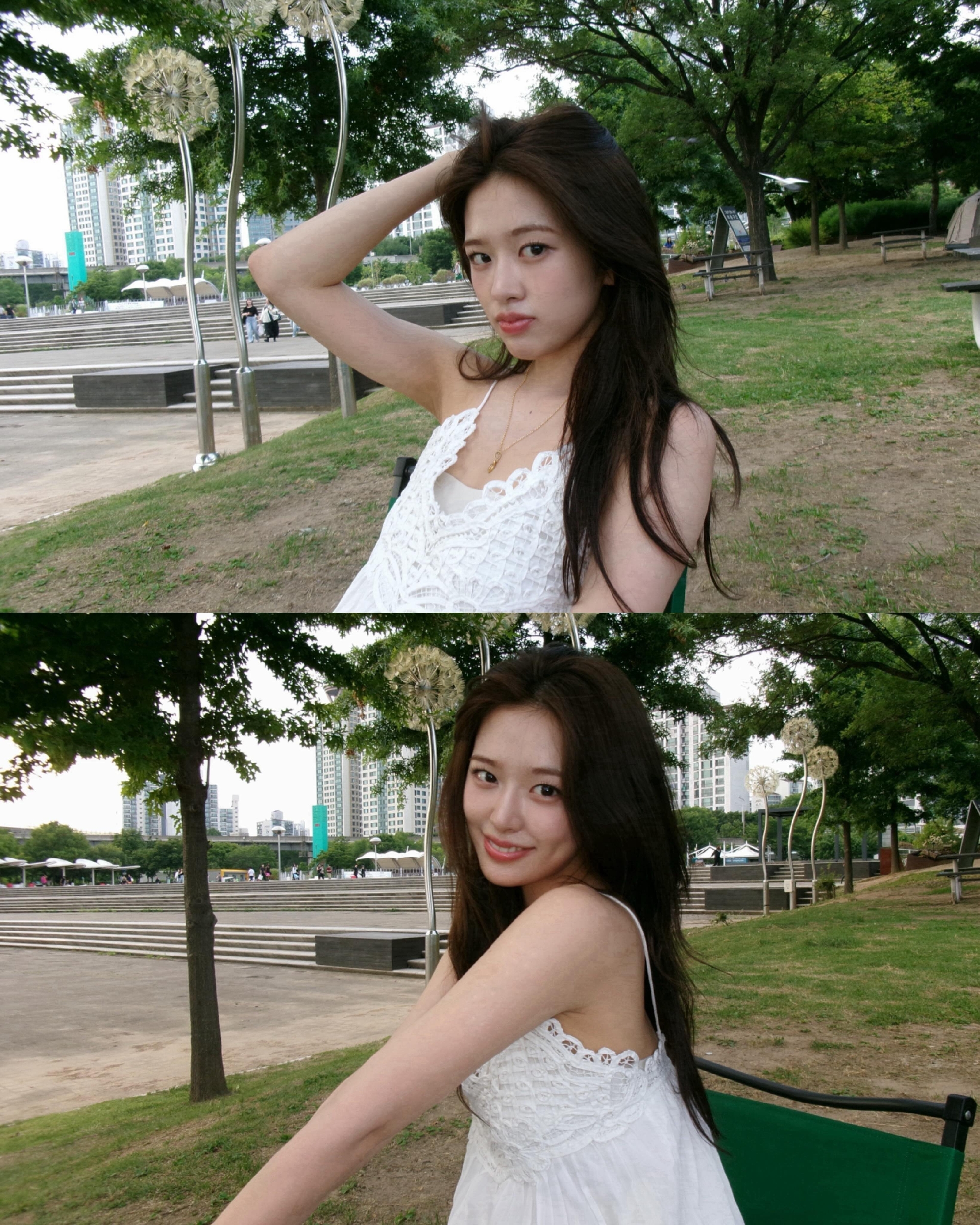 아이브 안유진 여친짤 시원한 흰 끈나시 봉긋한 가슴 겨드랑이