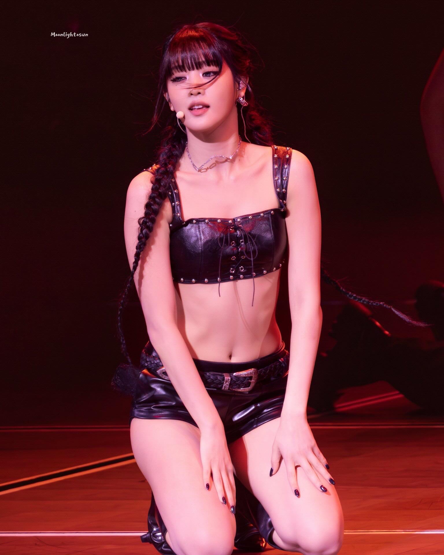 Minnie Wearing Gem-Studded Black Lingerie, Lying Face-Down on the Floor, Front Cleavage