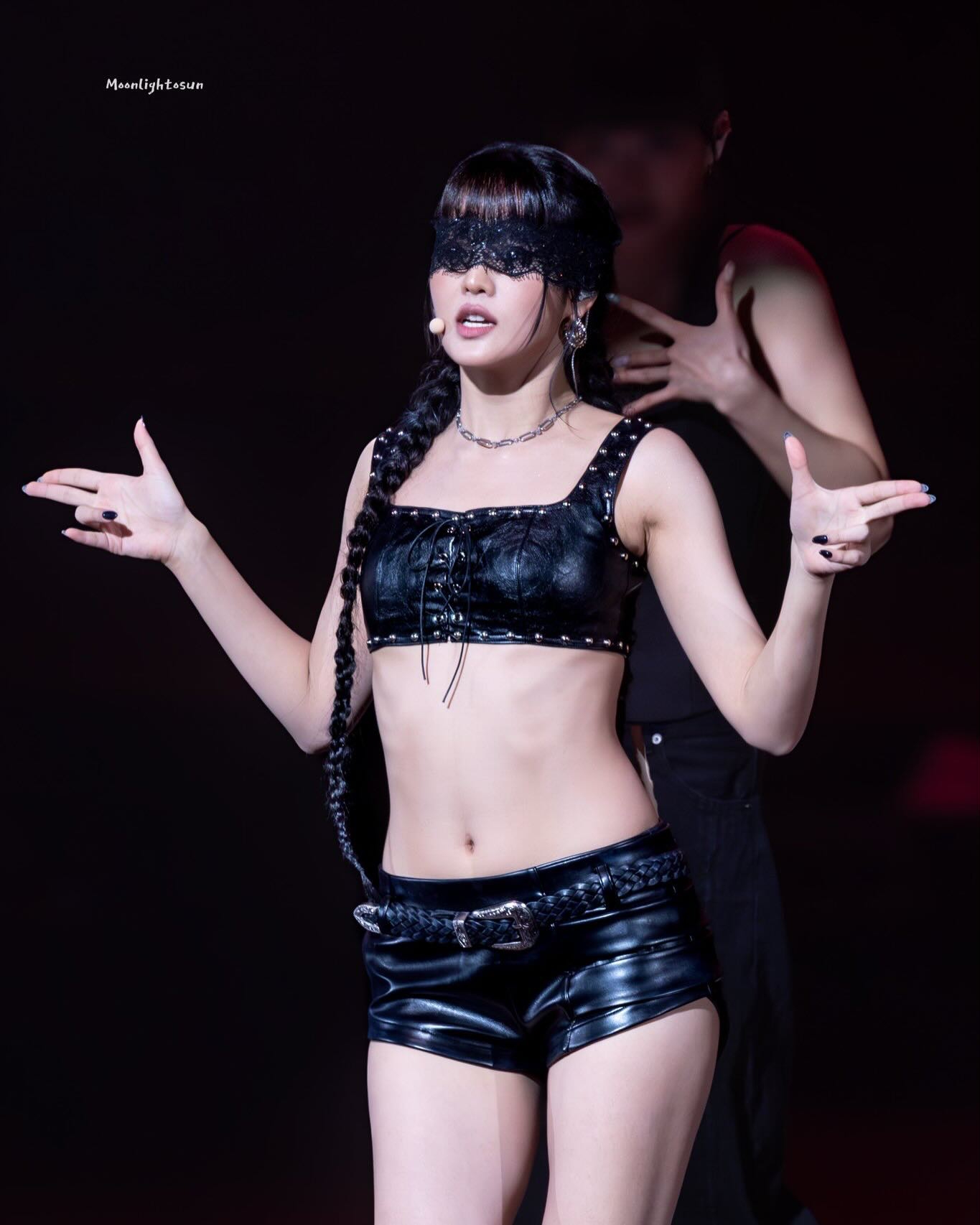 Minnie Wearing Gem-Studded Black Lingerie, Lying Face-Down on the Floor, Front Cleavage