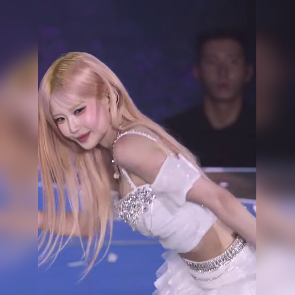 P N A Concert: Song Hayoung Wearing a White Lingerie Look, Hands Clasped, Soft Cleavage