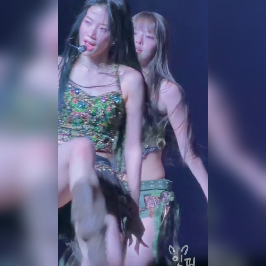 Kazuha in a pleated skirt doing high kicks, trembling inner thigh adductors